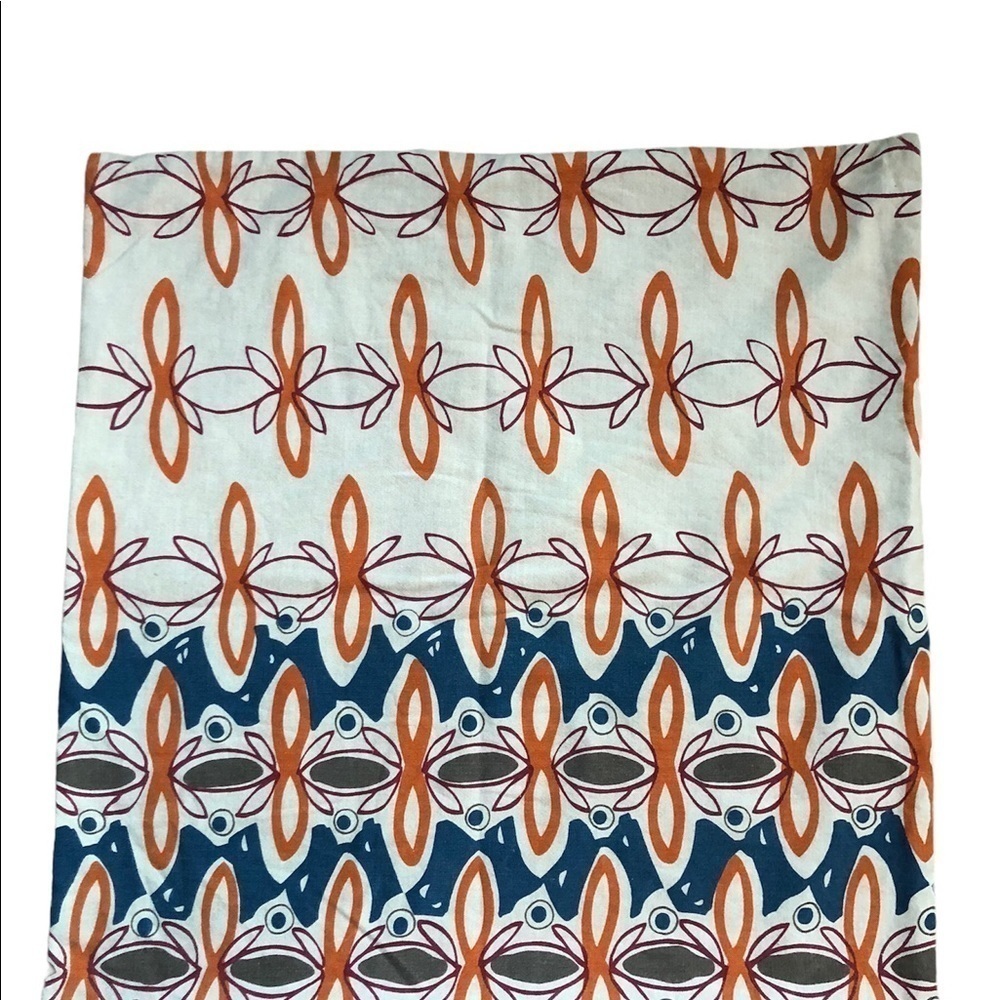 Crate & Barrel Square Printed Pillow Cover 23X23 Teal, Pumpkin Oatmeal Decorate